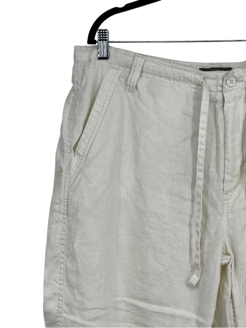 Men’s Apt 9 Size 38 x 30 Off White 100% Linen Wider Leg Pants Beach Costal